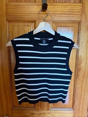 Sincerely Jules Black and White Striped Sleeveless Knit Tank
